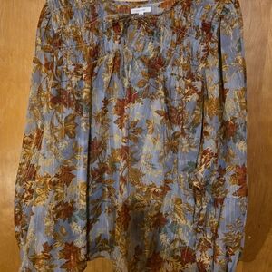 Maurices Floral Blouse - Blue and Brown
